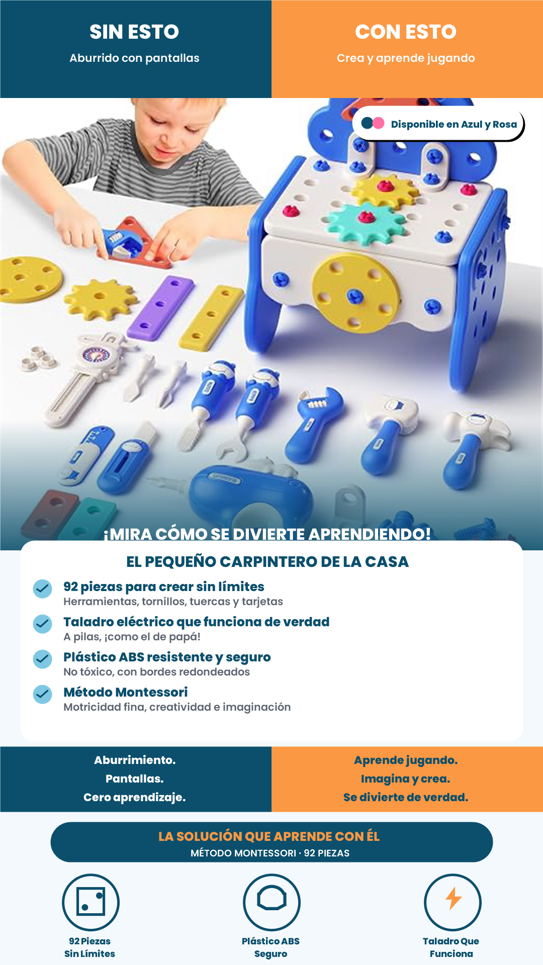 CAJA DE HERRAMIENTAS MONTESSORI PARA NIÑOS – EL PEQUEÑO CARPINTERO