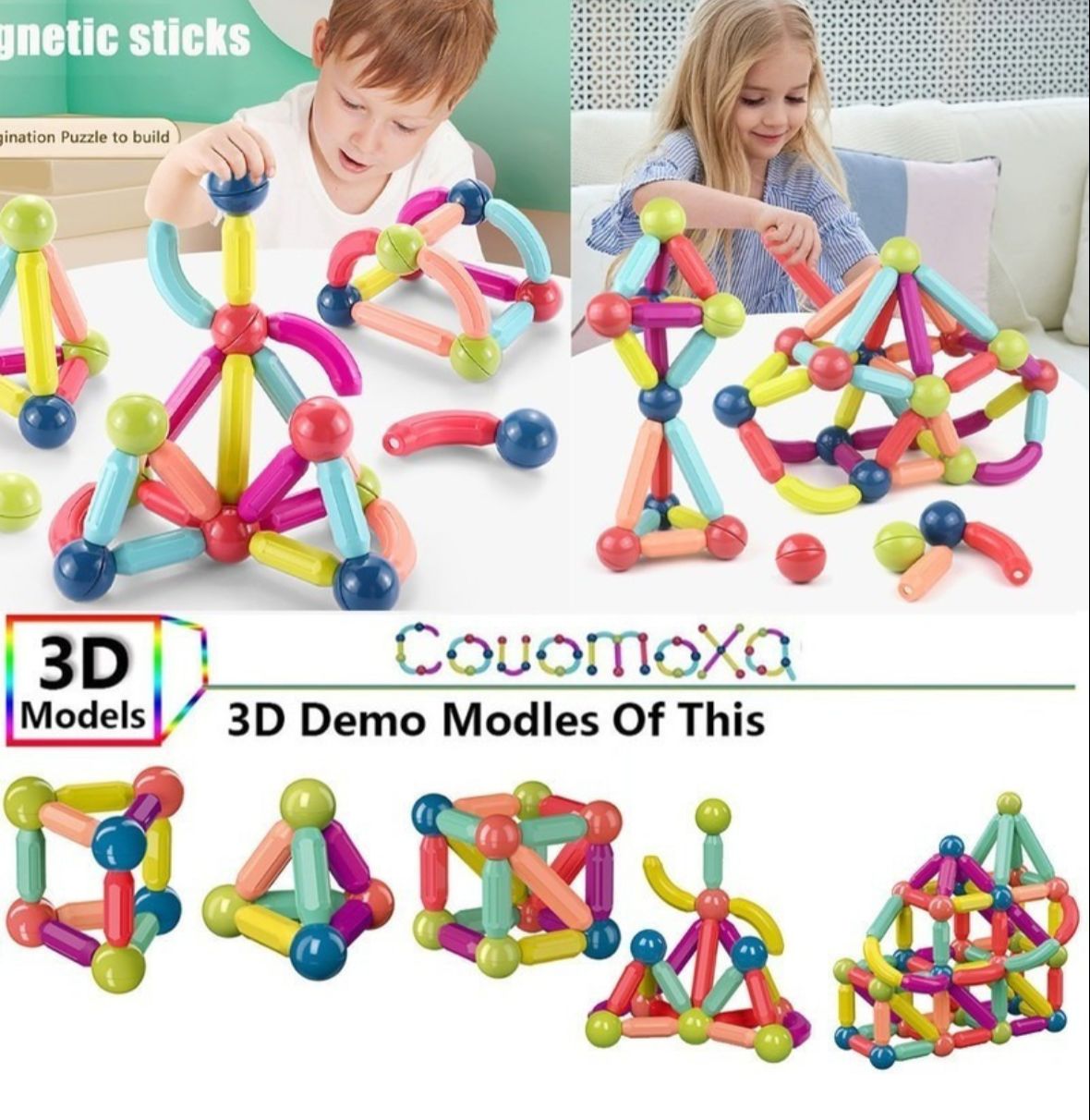 SET MAGNÉTICO DE CONSTRUCCIÓN 3D - ENVÍO GRATIS 🇨🇴
