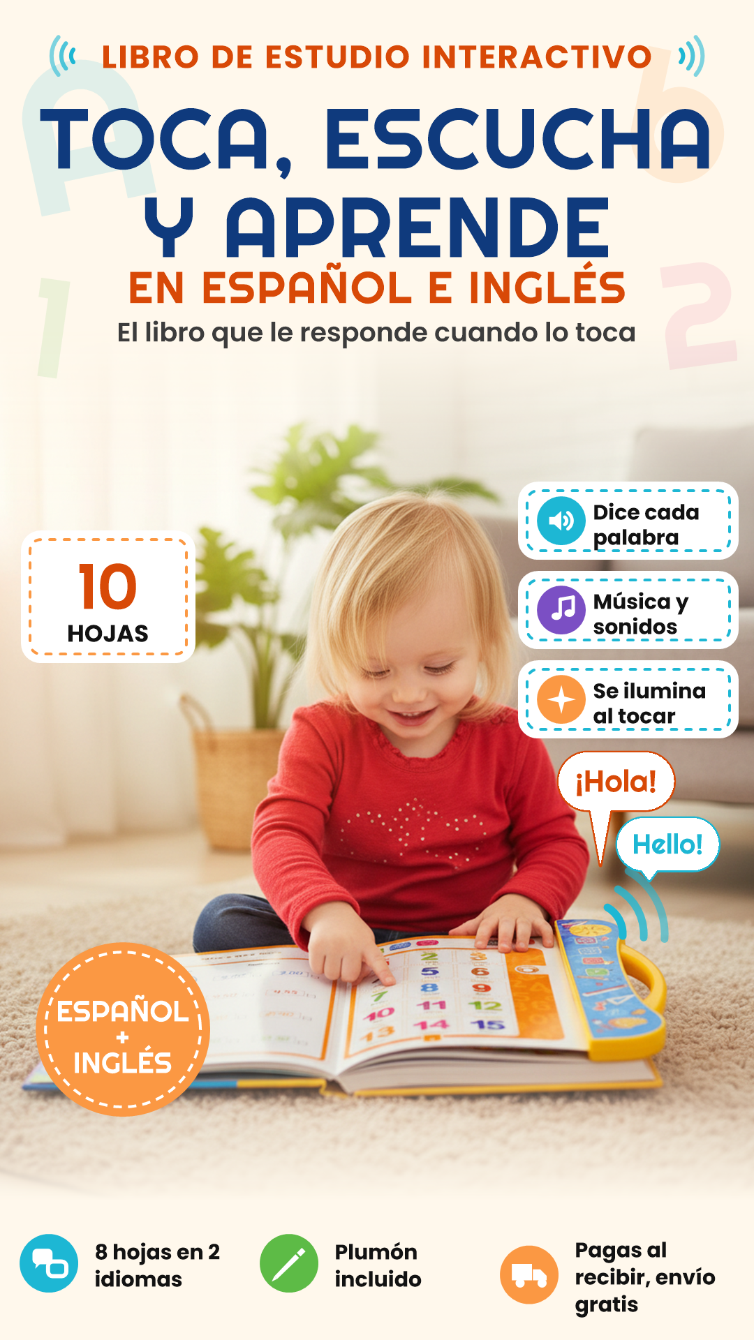 LIBRO DE ESTUDIO INTERACTIVO – APRENDE JUGANDO EN ESPAÑOL E INGLÉS, CON PLUMÓN INCLUIDO
