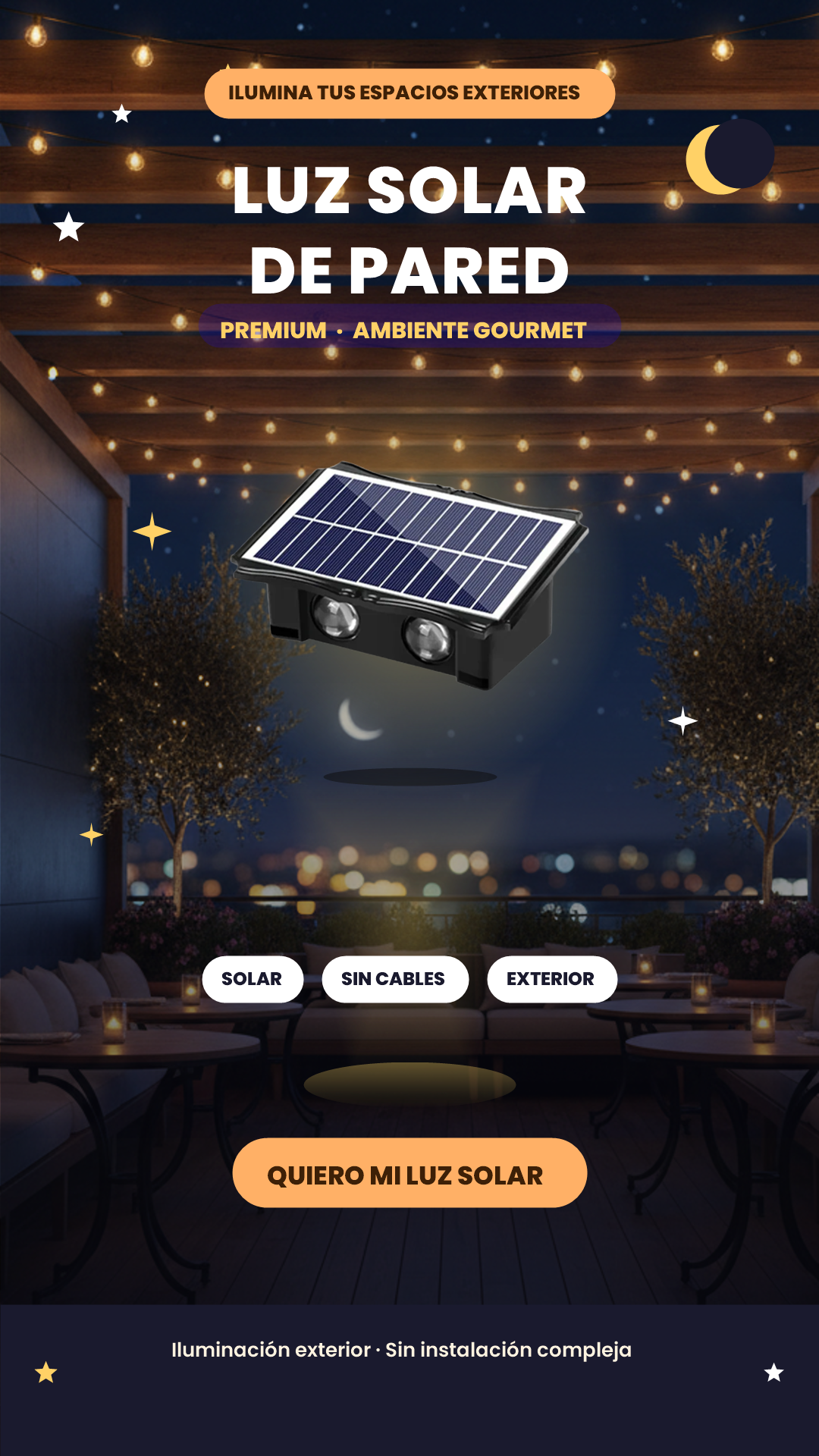 LUZ SOLAR DE PARED PREMIUM – AMBIENTE GOURMET