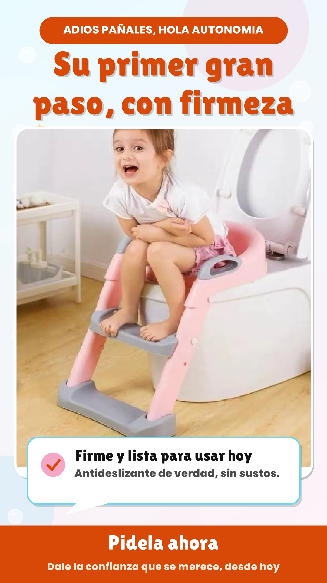 ESCALERA ENTRENADOR DE BAÑO PARA NIÑOS – AJUSTABLE Y ANTIDESLIZANTE