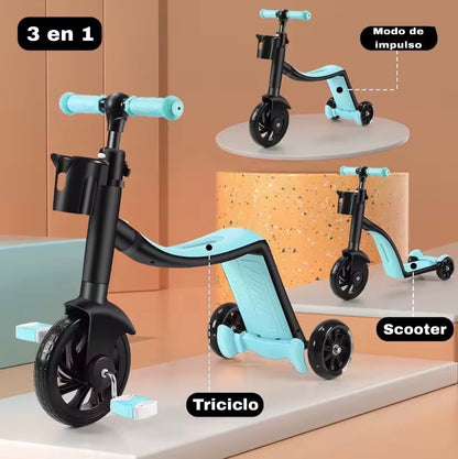TRICICLO 3 EN 1: MONOPATÍN, BICI Y TRICICLO EN UN SOLO JUGUETE – ENVÍO GRATIS 🇨🇴