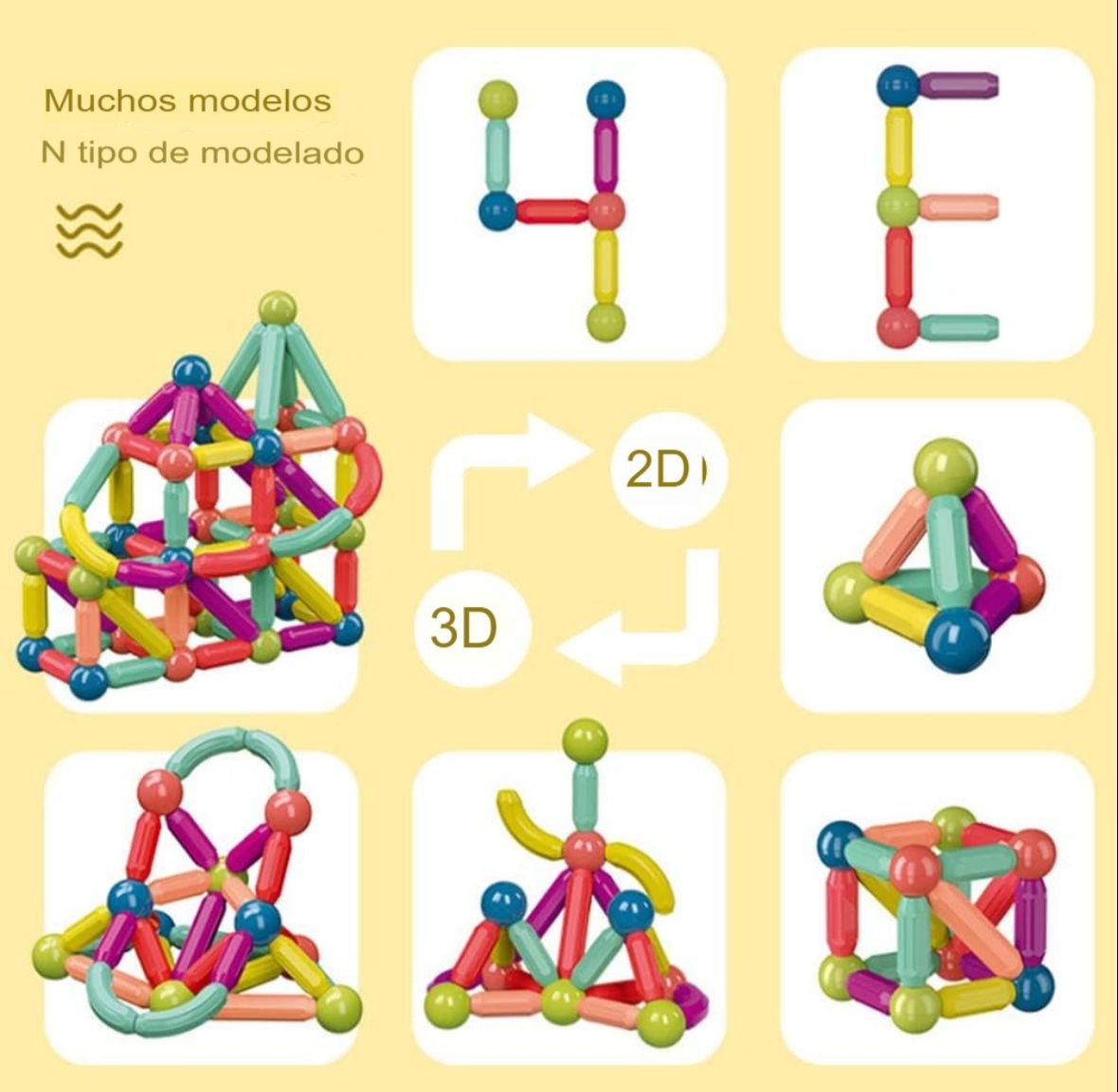 SET MAGNÉTICO DE CONSTRUCCIÓN 3D - ENVÍO GRATIS 🇨🇴