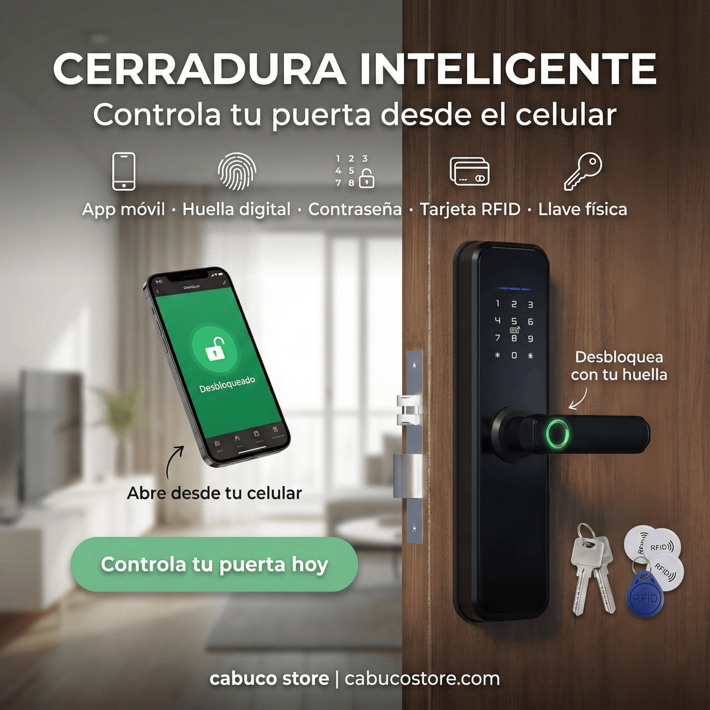 CERRADURA INTELIGENTE – LA SEGURIDAD DE TU HOGAR EN TUS MANOS – ENVÍO GRATIS 🇨🇴