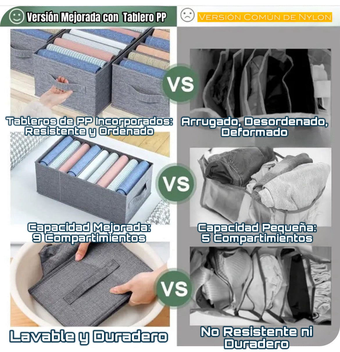 ORGANIZADOR PLEGABLE GRIS 9 COMPARTIMENTOS - ¡COMPRA 1 Y LLEVA 3! - ENVÍO GRATIS 🇨🇴