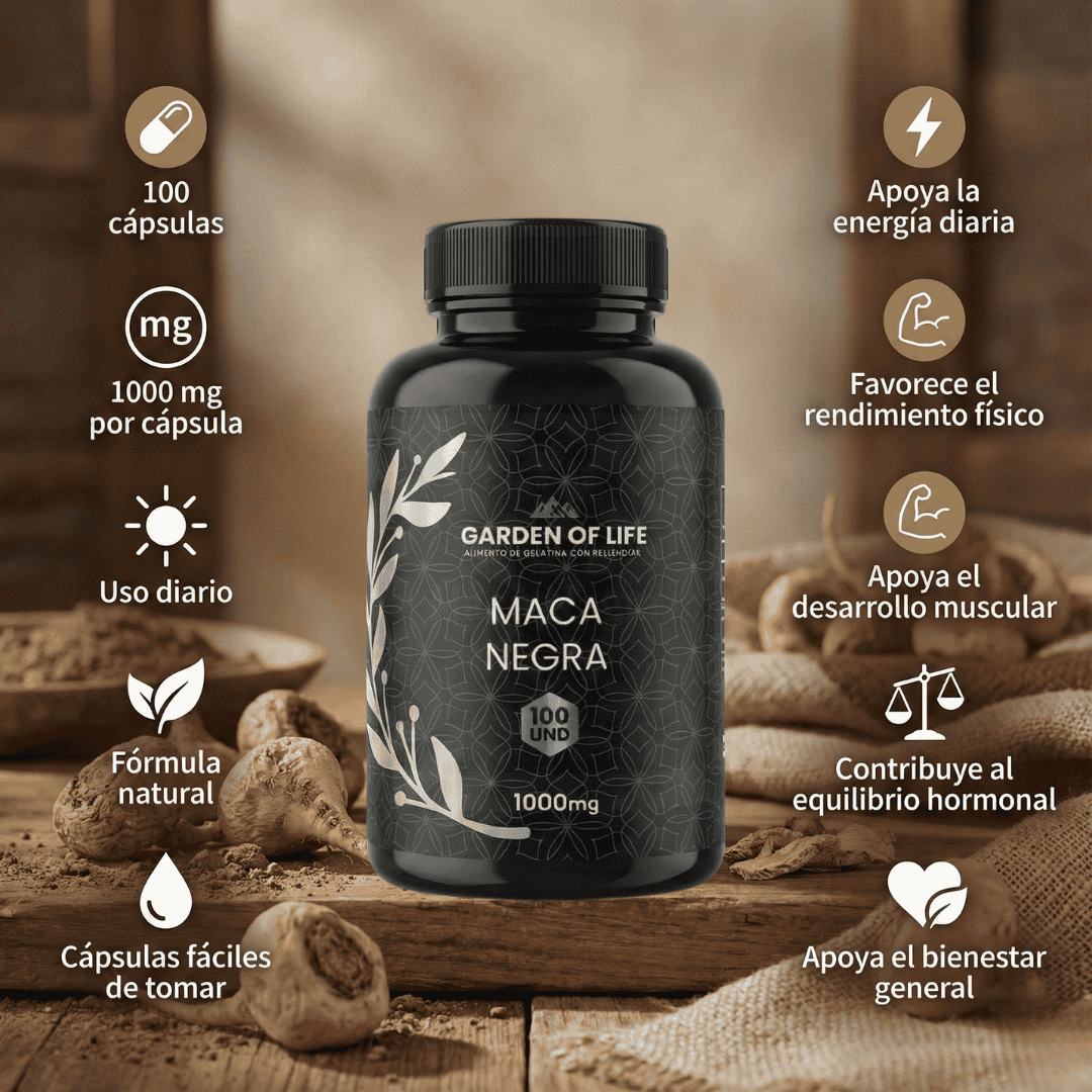 MACA NEGRA GARDEN OF LIFE – VITALIDAD Y RENDIMIENTO – ENVÍO GRATIS 🇨🇴
