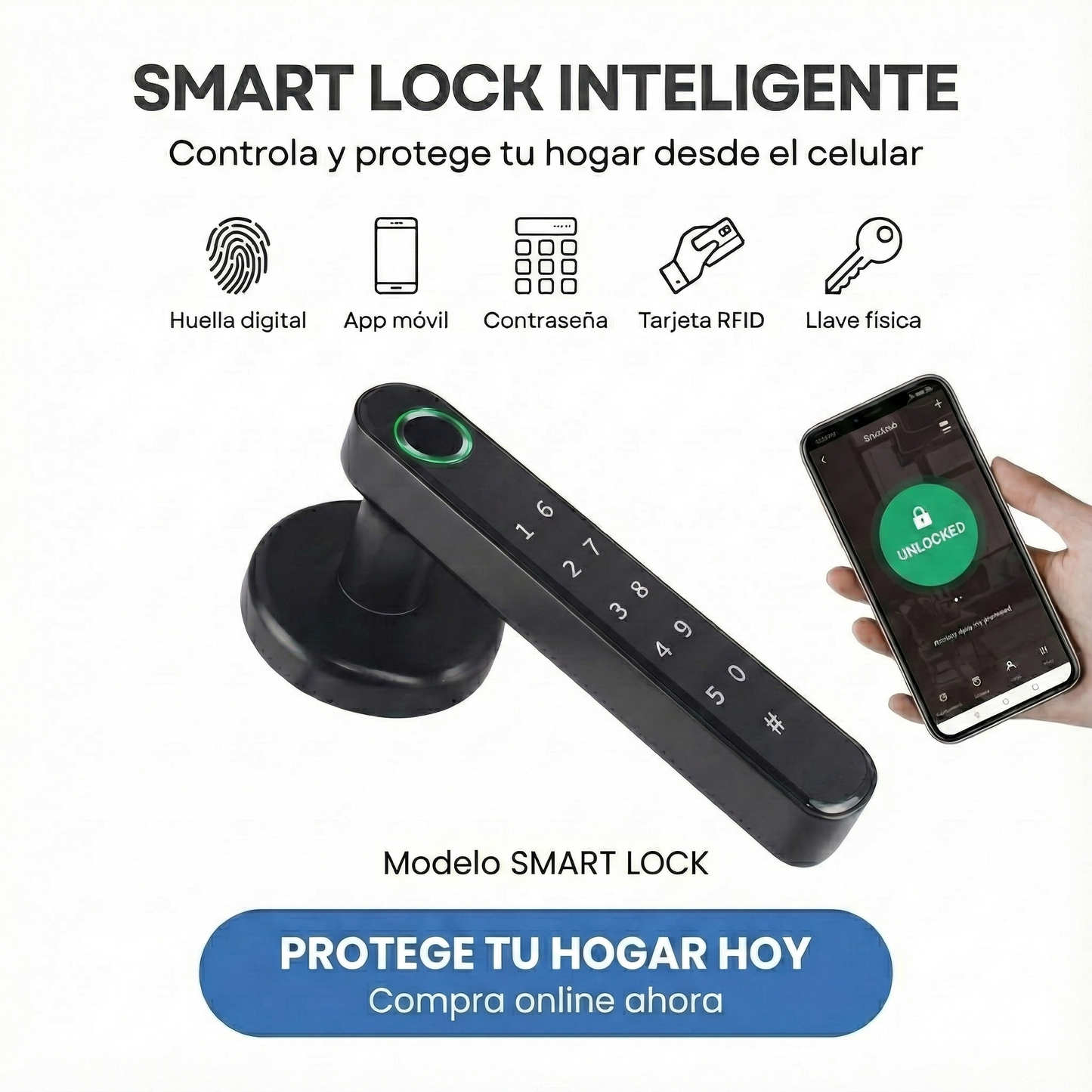 CERRADURA INTELIGENTE – LA SEGURIDAD DE TU HOGAR EN TUS MANOS – ENVÍO GRATIS 🇨🇴