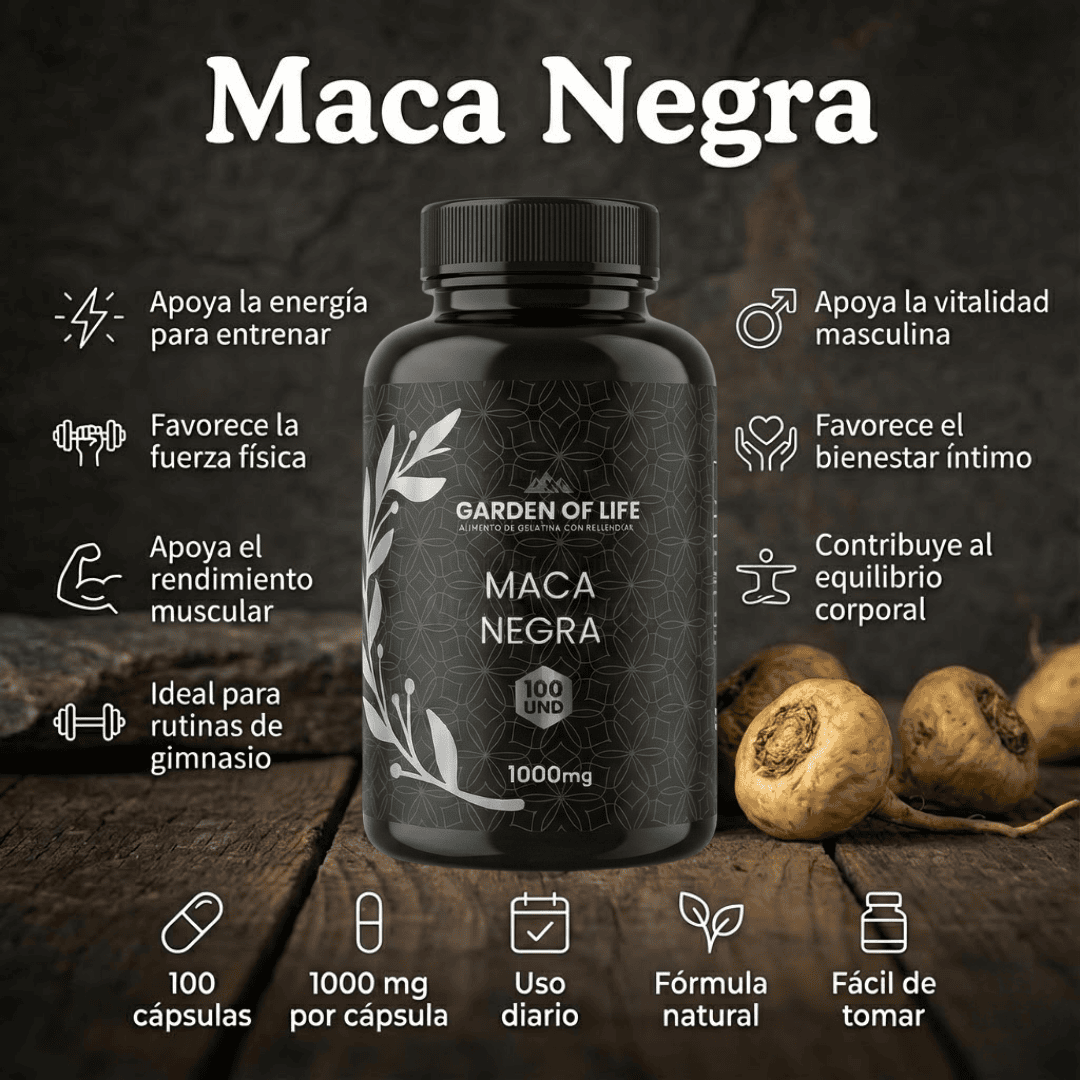MACA NEGRA GARDEN OF LIFE – VITALIDAD Y RENDIMIENTO – ENVÍO GRATIS 🇨🇴