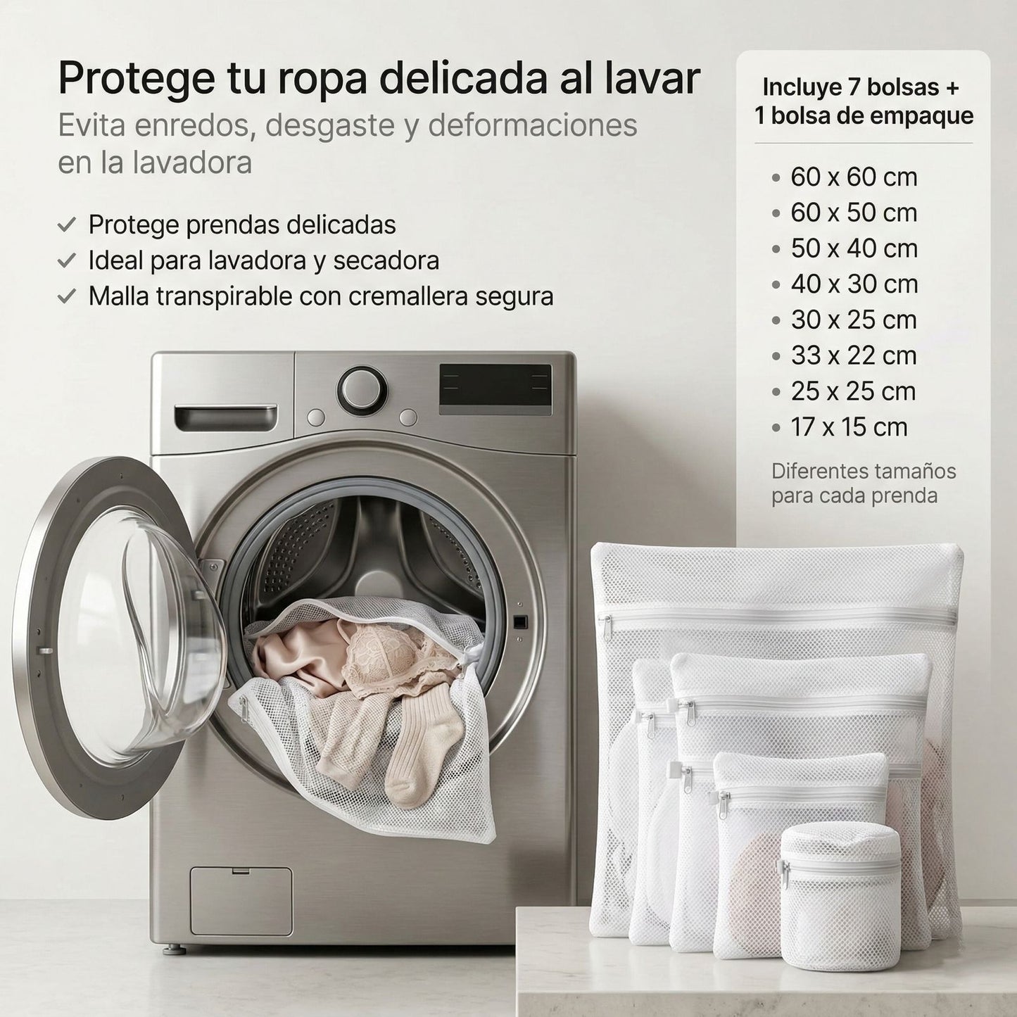 SET X8 BOLSAS DE MALLA PARA LAVAR ROPA – PROTEGE TU ROPA DELICADA 🇨🇴