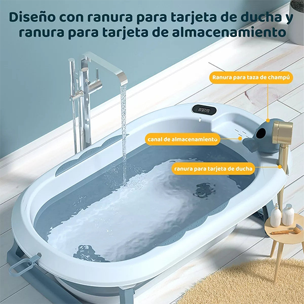BAÑERA PLEGABLE CON TERMÓMETRO Y COJÍN - ENVÍO GRATIS 🇨🇴