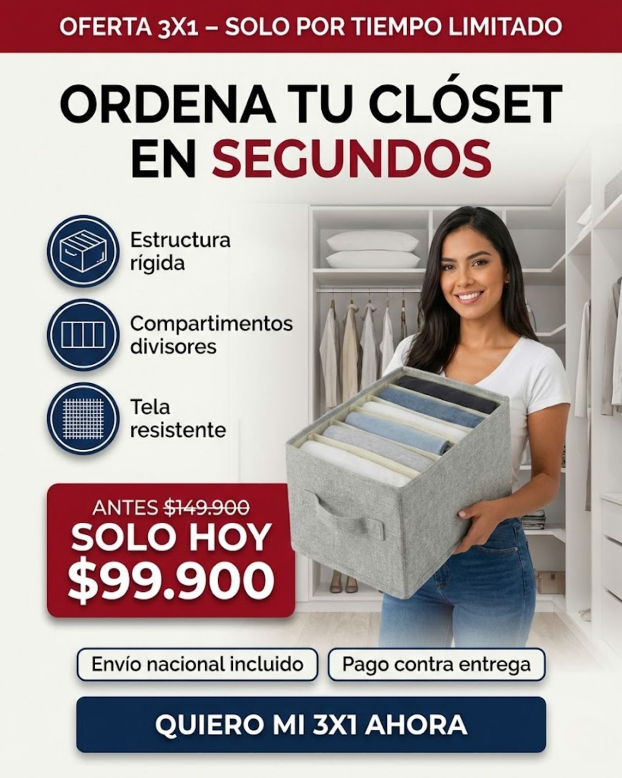 SET ORGANIZADOR PLEGABLE RÍGIDO 9 COMPARTIMENTOS - ¡COMPRA 1 Y LLÉVATE 3 + ENVÍO GRATIS! 🚚