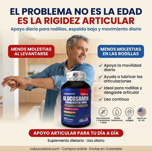 GLUCOSAMINA + CONDROITINA + MSM – MUÉVETE SIN DOLOR NI RIGIDEZ - PARA RODILLAS Y ARTICULACIONES - ENVÍO GRATIS 🇨🇴