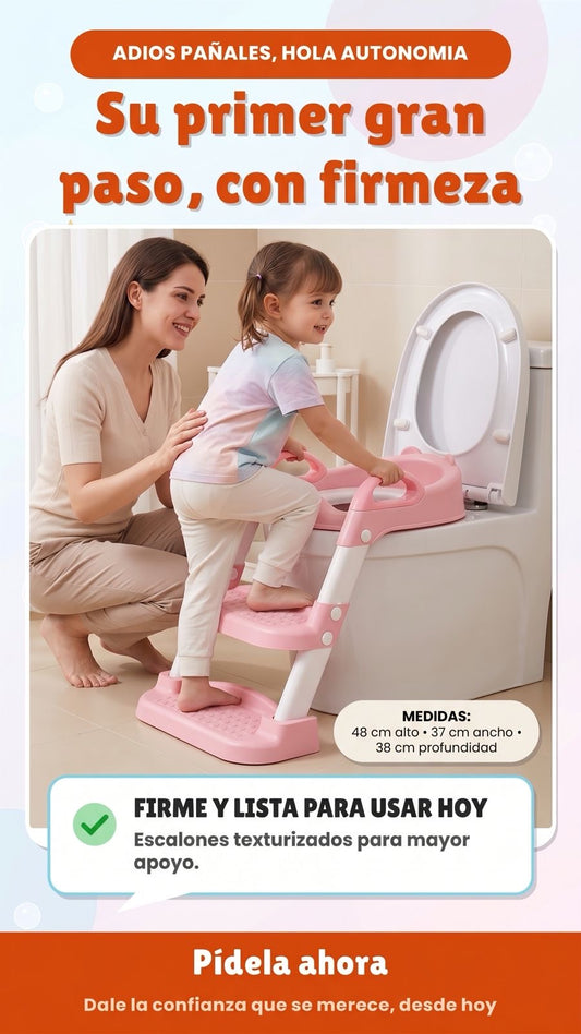 ESCALERA ENTRENADOR DE BAÑO PARA NIÑOS – AJUSTABLE Y ANTIDESLIZANTE