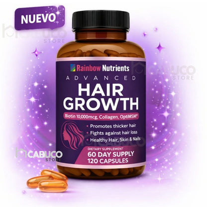 HAIR GROWTH – TRATAMIENTO VITAMÍNICO PARA EL CRECIMIENTO DEL CABELLO – BIOTINA + COLÁGENO – FÓRMULA 3 EN 1 – ENVÍO GRATIS 🇨🇴