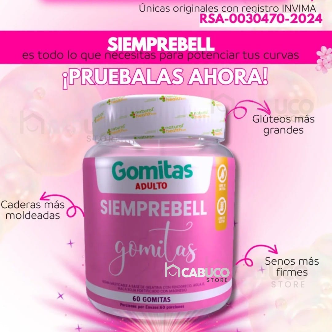 SIEMPREBELL GOMITAS ADULTO – EQUILIBRIO HORMONAL FEMENINO – ENERGÍA, BELLEZA Y CURVAS NATURALES – ENVÍO GRATIS 🇨🇴