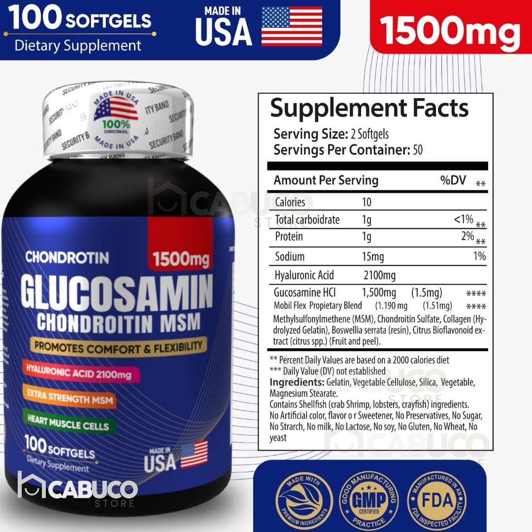 GLUCOSAMINA + CONDROITINA + MSM – MUÉVETE SIN DOLOR NI RIGIDEZ - PARA RODILLAS Y ARTICULACIONES - ENVÍO GRATIS 🇨🇴