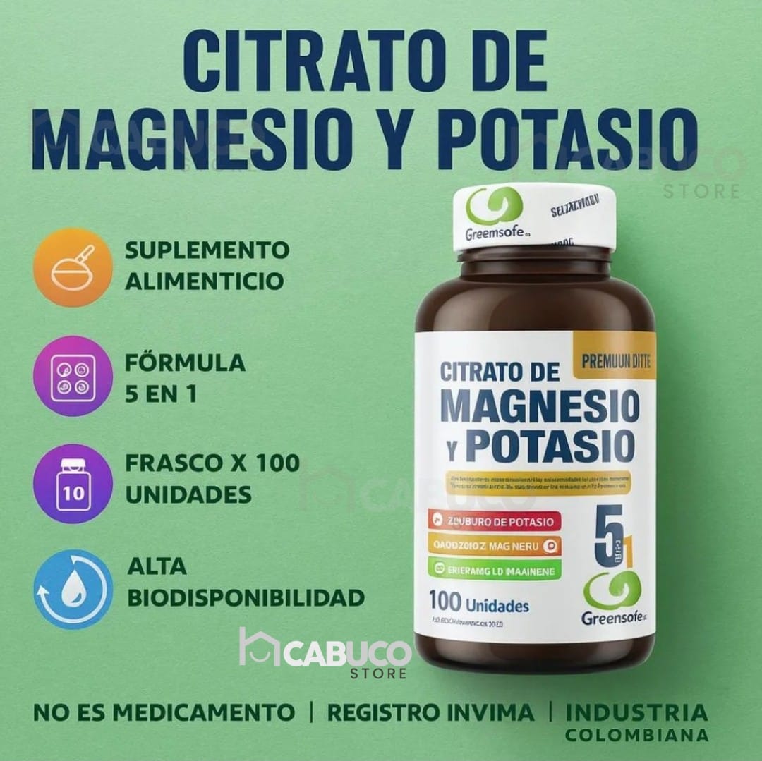 CITRATO DE POTASIO Y MAGNESIO – EQUILIBRIO MUSCULAR Y ENERGÍA – SOPORTE NERVIOSO Y ELECTROLÍTICO – ENVÍO GRATIS 🇨🇴