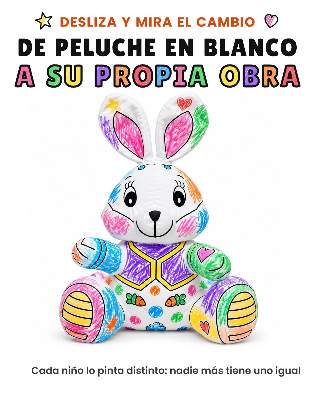 El mismo conejo coloreado con marcadores
